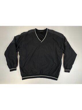 Vintage Nike Golf V Neck Pullover Windbreaker Black Athletic Mens XL
